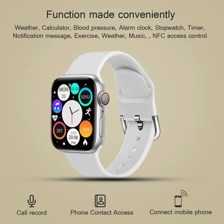 Smart Watch with Multiple Sports Modes, BT Calling and Wireless Charging White