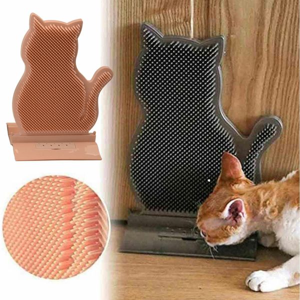 Cat Self Groomer Massage Comb,Cleaning Dogs Cats Shedding Hair, Cat Itching Brush Door Mount, Pets Scratching Comb,Color Blue