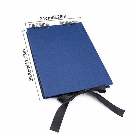 Photo Album DIY Scrap Book Black Pages for Wedding Guest Book Anniversary Valentines Day Gifts 80 Pages Blue (40 Sheets)