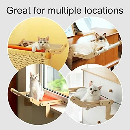 Cat Window HANGING BED Window Perch Hammock Seat for Indoor Sunbath Space Saving Washable Holds Up to 40 lbs