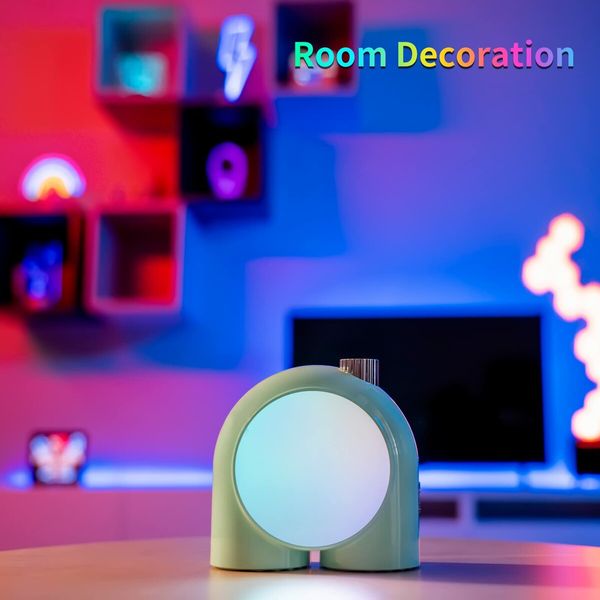 Divoom Planet-9 Smart Mood Lamp, Cordless Table Lamp with Programmable RGB LED for Bedroom Gaming Room Office-Green