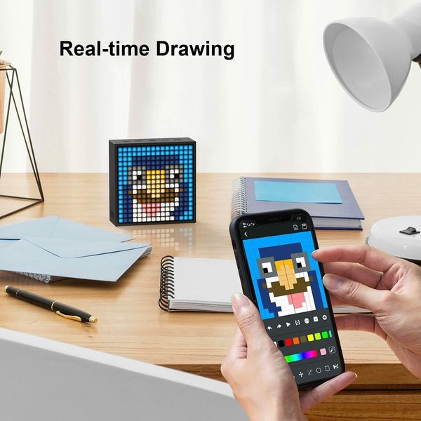 Divoom TimeBox Evo -- Pixel Art Bluetooth Speaker with LED Display APP Control Gaming Room Setup & Bedside Alarm Clock- Black