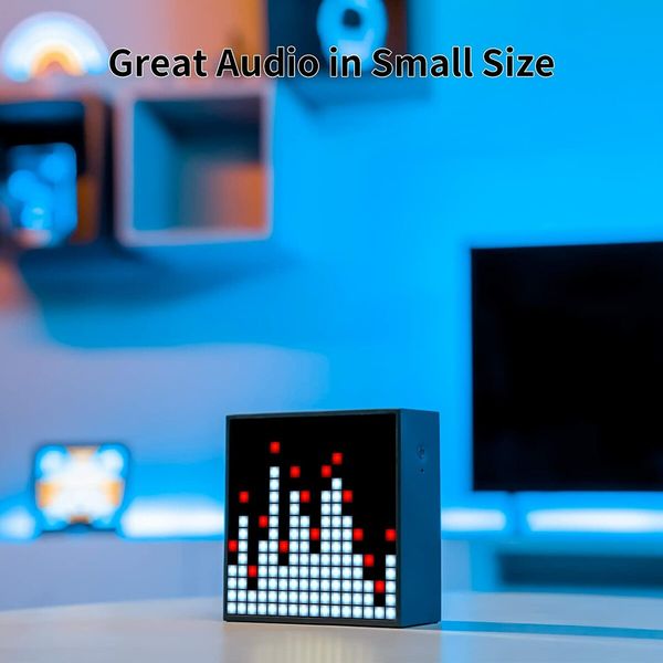 Divoom TimeBox Evo -- Pixel Art Bluetooth Speaker with LED Display APP Control Gaming Room Setup & Bedside Alarm Clock- Black