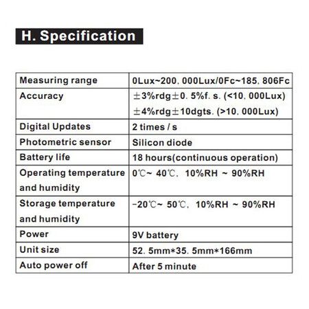 Digital Lux Meter, Light Meter Digital Illuminance Meter Range up to 200,000 Lux Luxmeter