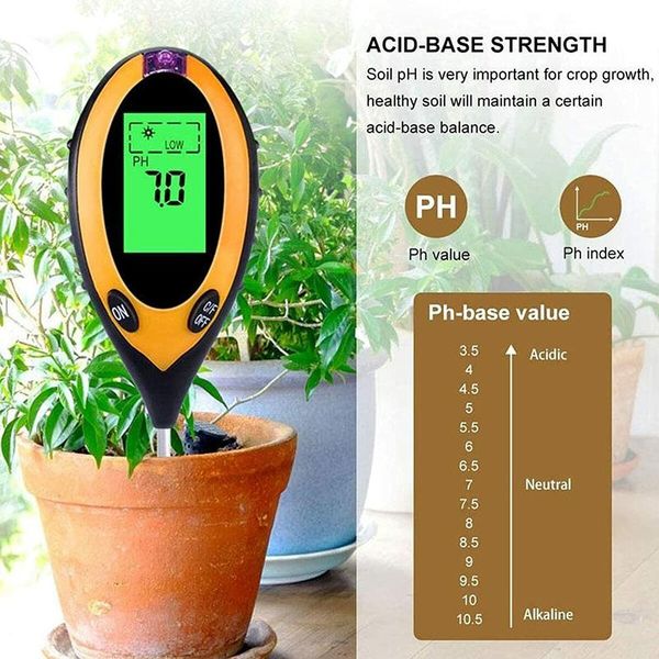 4 in 1 Soil Tester, Portable PH Soil Moisture Meter, Soil CE Meter