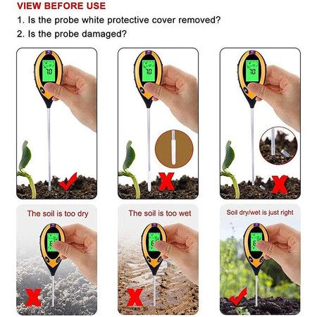 4 in 1 Soil Tester, Portable PH Soil Moisture Meter, Soil CE Meter