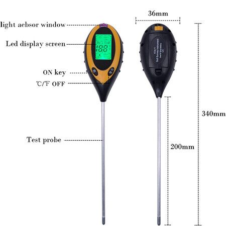 4 in 1 Soil Tester, Portable PH Soil Moisture Meter, Soil CE Meter