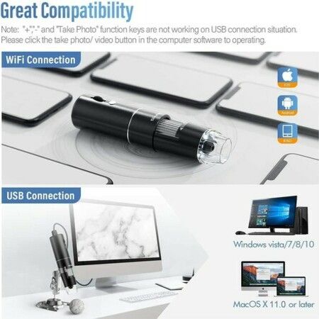 Wireless Digital Microscope, 50X-1000X Magnification WiFi Portable Handheld Microscopes