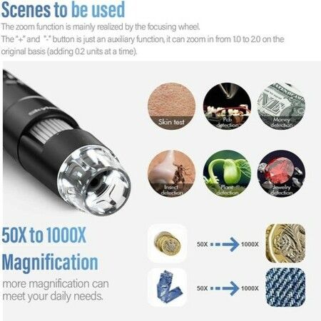 Wireless Digital Microscope, 50X-1000X Magnification WiFi Portable Handheld Microscopes