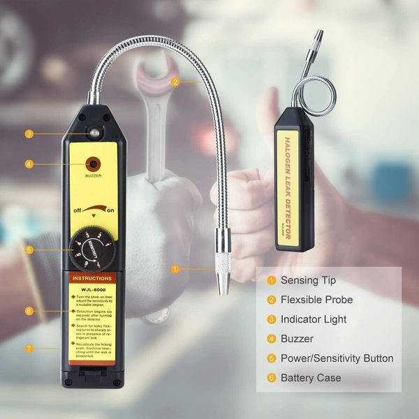 Refrigerant Freon Leak Detector, Instant Halogen Gas Leakage Tester