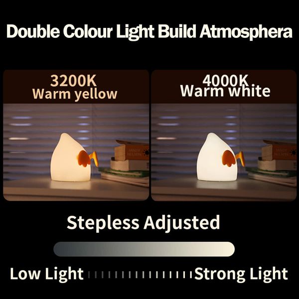 Night Light Cute Silicone Nursery Pear Lamp Squishy Night Lamp for Bedroom Kawaii Bedside Lamp for Kids Room (Duck)