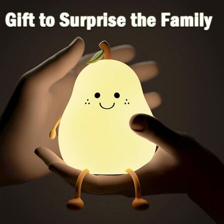 Night Light Cute Silicone Nursery Pear Lamp Squishy Night Lamp for Bedroom Kawaii Bedside Lamp for Kids Room (Pear)