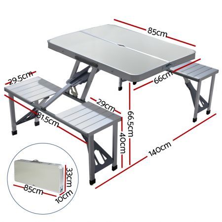 Weisshorn Camping Table Folding Aluminum Portable Outdoor Picnic 85CM