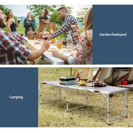 Weisshorn Camping Table Folding Aluminum Portable BBQ Outdoor 240CM