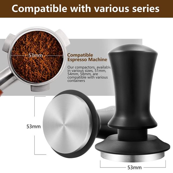 Espresso Hand Tamper,Premium Barista Coffee Tamper with Calibrated Spring,Stainless Steel Base Tamper Compatible with Espresso Machine Rancilio,Gaggia Bottomless Portafilter (58mm, Black)