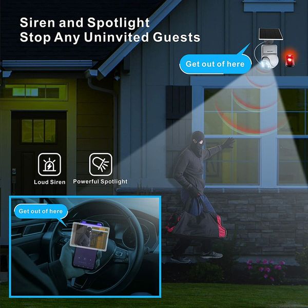 Solar Powered Home Security Cameras, PIR Motion Sensor  (Operated with, Wifi Battery and TF Card are not Included)