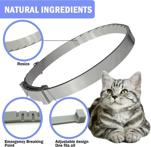 Flea and Tick Collar for Cats, Waterproof and Natural Treatment Prevention, 38CM 1Pack