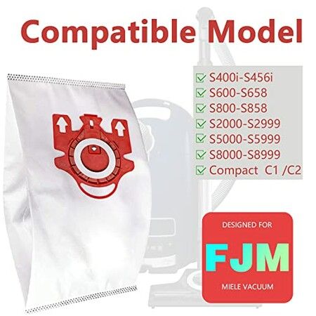 5PCS 3D Airclean Dust Bags Replacement for Miele FJM Vacuum Compact C2 Compact C1 Complete C1 S241 S290 S300i S500 S700 S4 S6