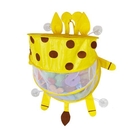 Baby Bath Toy Organizer for Tub Mesh Bag Suction Cups Keep Toddler and Baby Toys Organized Yellow Crab