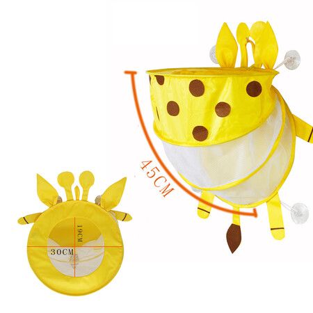 Baby Bath Toy Organizer for Tub Mesh Bag Suction Cups Keep Toddler and Baby Toys Organized Yellow Crab