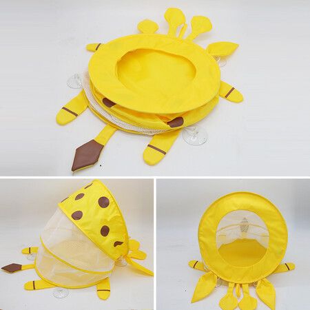 Baby Bath Toy Organizer for Tub Mesh Bag Suction Cups Keep Toddler and Baby Toys Organized Yellow Crab