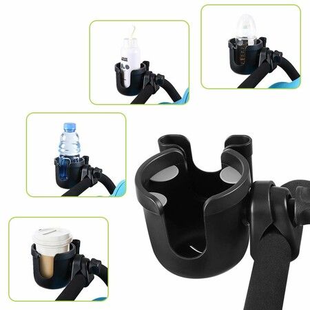 Stroller Cup Holder with Phone Holder,Bike Cup Holder,2-in-1 Universal Cup Phone Holder for Stroller,Bike,Wheelchair,Walker,Scooter (Black)