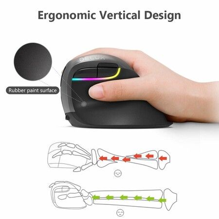 Wireless Ergonomic Mouse Rechargeable Small Silent Vertical Mouse with BT 4.0 for Laptop PC Computer Notebook(Black)