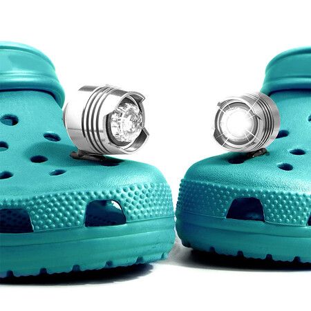 2pcs Crocs Shoes Headlights, Crocs Shoes Flashlights for Sandals, Headlamps Silver