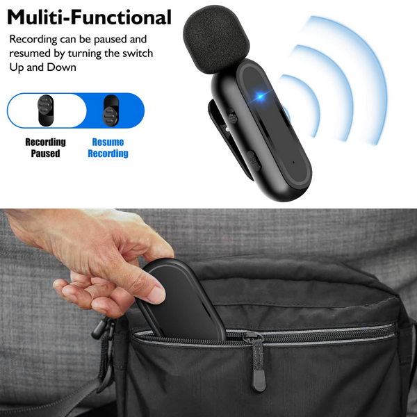 2 Pack Wireless Lavalier Microphone for iPhone iPad with Charging Case - 7H Clip on Lapel Microphone Wireless for Video Recording Vlogging,YouTube,Interview,3 Mode Denoise,70ft