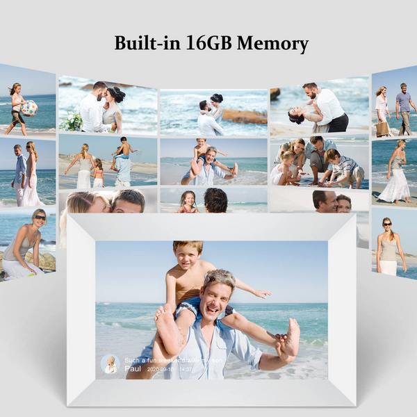 10.1 Inch WiFi Digital Picture Frame,IPS Touch Screen Smart Cloud Photo Frame with 16GB Storage,Easy Setup to Share Photos or Videos via Frameo APP,Auto-Rotate,Wall Mountable (White)