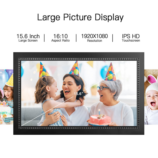 Digital Picture Frame 15.6 Inch Large Digital Photo Frame with 1920 * 1080 IPS Full HD Touchscreen, Humblestead 32GB WiFi Smart Frame Share Photos and Videos Instantly from Anywhere via Frameo App