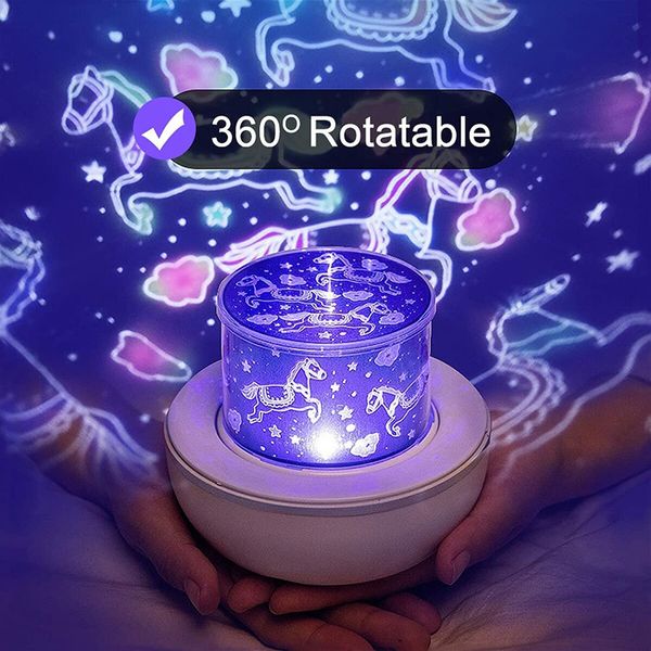 Starry Sky Projection Lamp, 360° Rotation & 6 Projection Films LED Projector, Projector Lamp for Baby Nursery Birthday Gifts