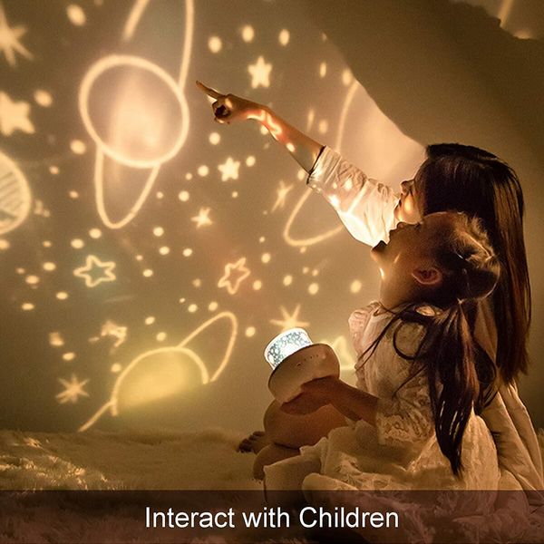 Starry Sky Projection Lamp, 360° Rotation & 6 Projection Films LED Projector, Projector Lamp for Baby Nursery Birthday Gifts