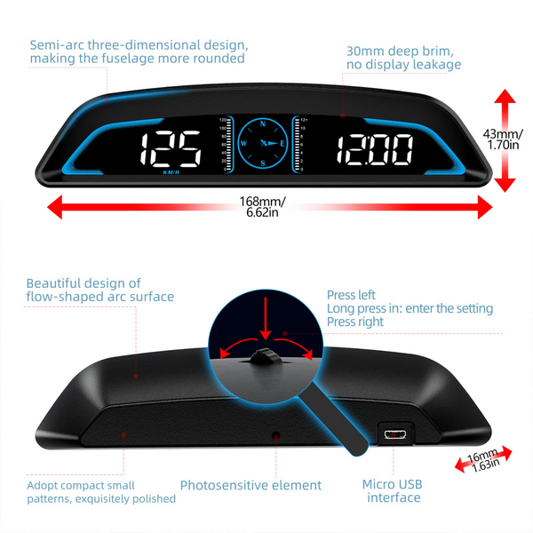 Digital GPS Speedometer Universal Heads Up Display for Car 5.5 inch Large LCD Display HUD with MPH Speed Fatigued Driving Alert Overspeed Alarm Trip Meter for All Vehicle