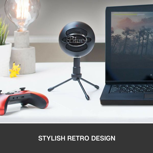 Blue Snowball iCE USB Microphone for PC Mac Gaming Recording Streaming Podcasting Adjustable Desktop Stand and USB cable-Black