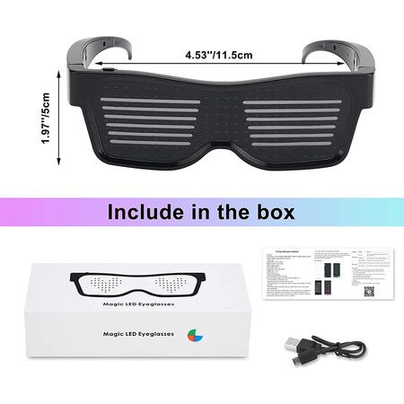 LED Glasses, APP Control Glasses for Parties,Festival,Halloween