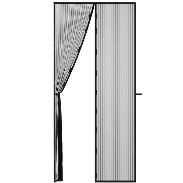 100x210cm Magnetic Screen Curtain Door Hook&Loop Pet Screen Door Fit Door Size Keep Bugs Out Black