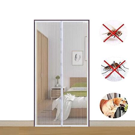 100x210cm Magnetic Screen Curtain Door Hook&Loop Pet Screen Door Fit Door Size Keep Bugs Out Black