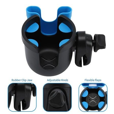 Stroller Cup Holder with Phone Holder,Bike Cup Holder,2-in-1 Universal Cup Phone Holder for Stroller,Bike,Wheelchair,Walker,Scooter (Sky Blue)