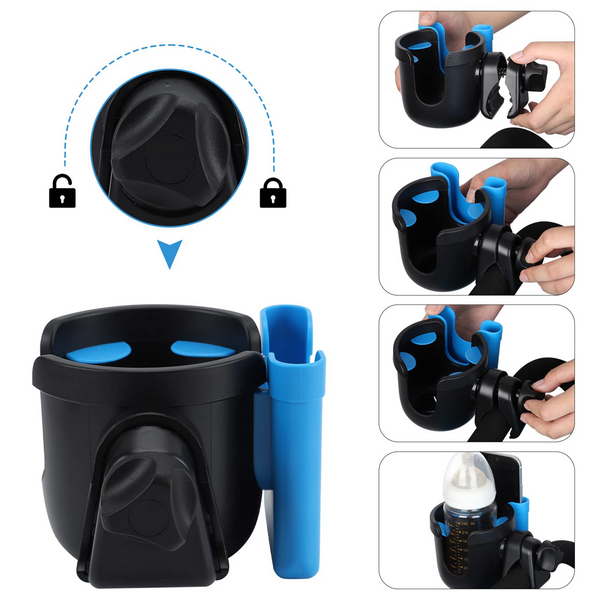 Stroller Cup Holder with Phone Holder,Bike Cup Holder,2-in-1 Universal Cup Phone Holder for Stroller,Bike,Wheelchair,Walker,Scooter (Sky Blue)