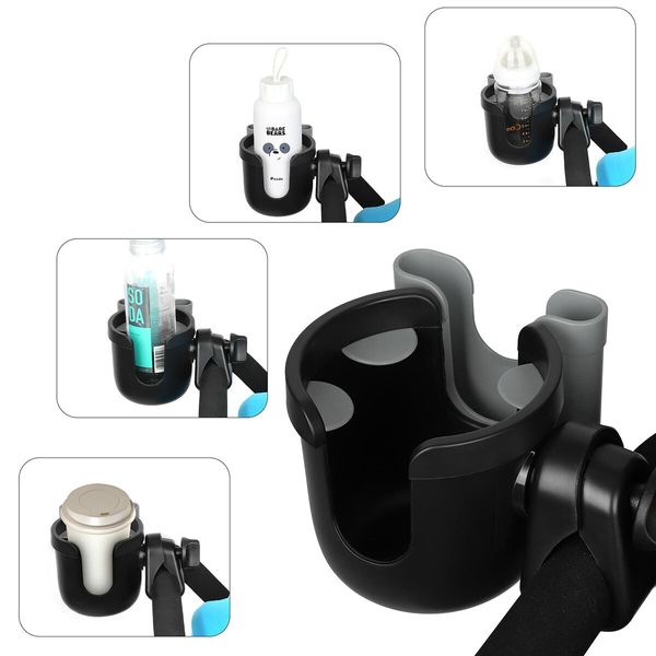 Stroller Cup Holder with Phone Holder,Bike Cup Holder,2-in-1 Universal Cup Phone Holder for Stroller,Bike,Wheelchair,Walker,Scooter (Grey)