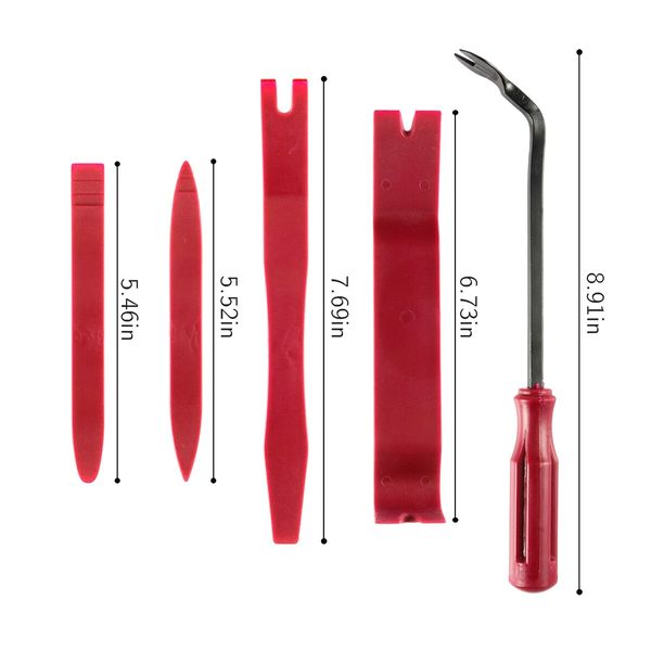 Auto Trim Removal Tool Kit,Interior Door Panel Clip Fastener Removal Set for Vehicle Dash Radio Audio Installer,5 pcs (Red)