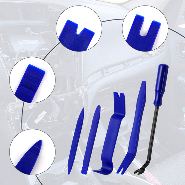 Auto Trim Removal Tool Kit,Interior Door Panel Clip Fastener Removal Set for Vehicle Dash Radio Audio Installer,5 pcs (Blue)