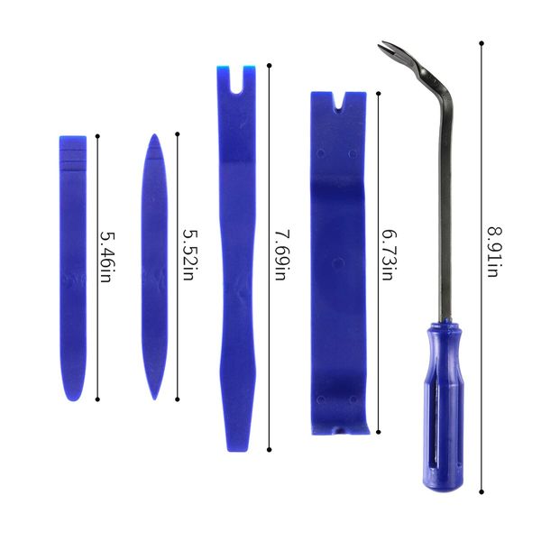 Auto Trim Removal Tool Kit,Interior Door Panel Clip Fastener Removal Set for Vehicle Dash Radio Audio Installer,5 pcs (Blue)