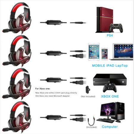 Stereo Pro Gaming Headset for PS4 PC Xbox One Controller Earmuffs for Laptop Mac Wii Accessory Kits