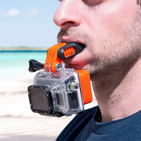 Mouth Mount Surf Braces Scuba Diving Connector Mouthpiece Skating Mouth Mount Set For GoPro Hero 7 6 5 with Detachable Neck Lanyard