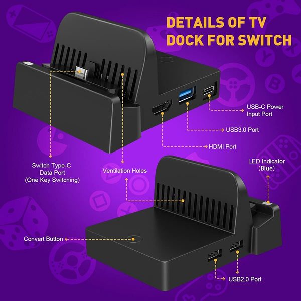 TV Docking Station for Nintendo Switch Replacement for Official Nintendo Switch with HDMI