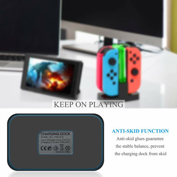 Charging Dock with Nintendo Switch for Joy Con & OLED Model Controller with Lamppost LED Indication