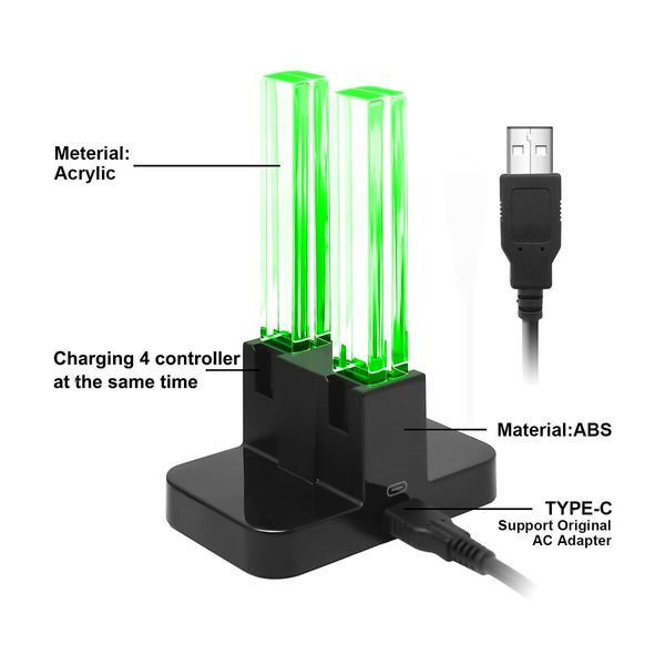 Charging Dock with Nintendo Switch for Joy Con & OLED Model Controller with Lamppost LED Indication