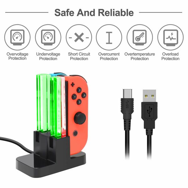 Charging Dock with Nintendo Switch for Joy Con & OLED Model Controller with Lamppost LED Indication